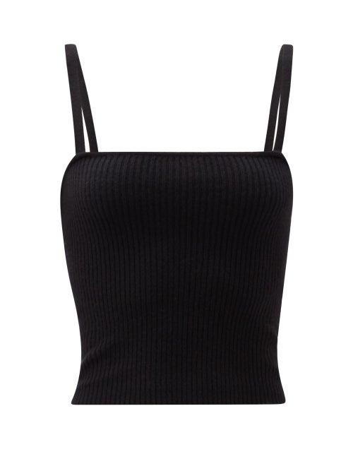 Matchesfashion.com Lisa Yang - Claire Square-neck Ribbed-cashmere Camisole - Womens - Black
