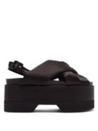 Matchesfashion.com Simone Rocha - Padded-satin Slingback Flatform Sandals - Womens - Black