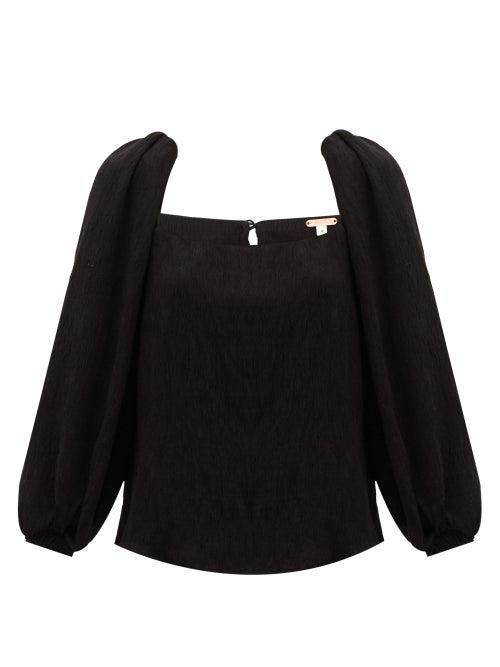 Matchesfashion.com Johanna Ortiz - Desert Square-neck Pliss Top - Womens - Black