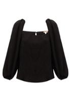 Matchesfashion.com Johanna Ortiz - Desert Square-neck Pliss Top - Womens - Black