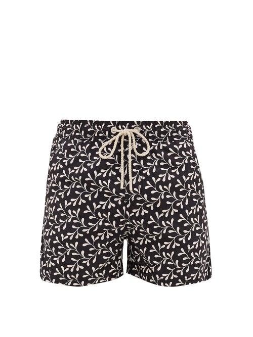 Matchesfashion.com Atalaye - Loupas Seaweed-print Swim Shorts - Mens - Black