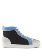 Christian Louboutin - Lou Spikes Jacquard And Leather High-top Trainers - Mens - Multi