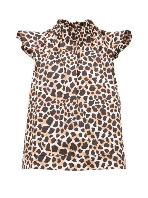 Matchesfashion.com Sea - Apollo Animal-print Cotton-poplin Blouse - Womens - Leopard