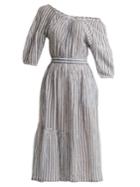 Apiece Apart Camellia One-shoulder Striped-cotton Dress