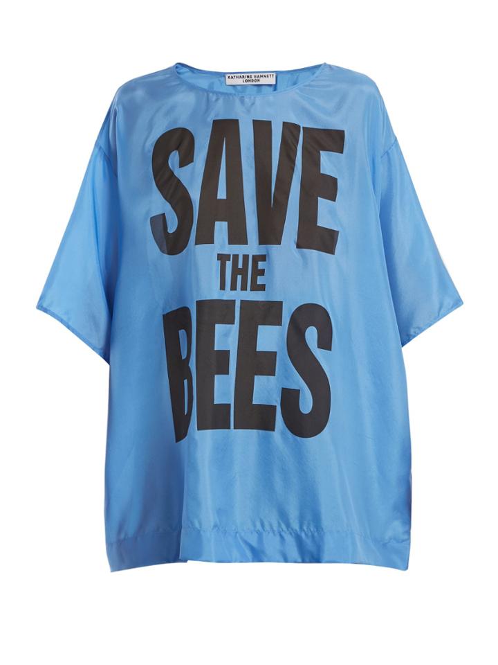 Katharine Hamnett Save The Bees-print Silk T-shirt