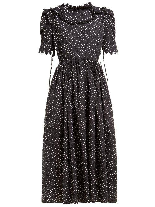Matchesfashion.com Horror Vacui - Imperia Polka Dot Print Cotton Dress - Womens - Black