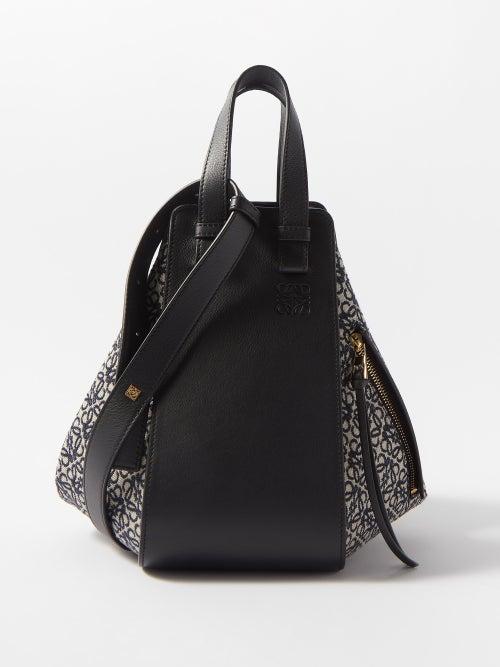 Loewe - Hammock Small Leather And Canvas Handbag - Womens - Navy Multi