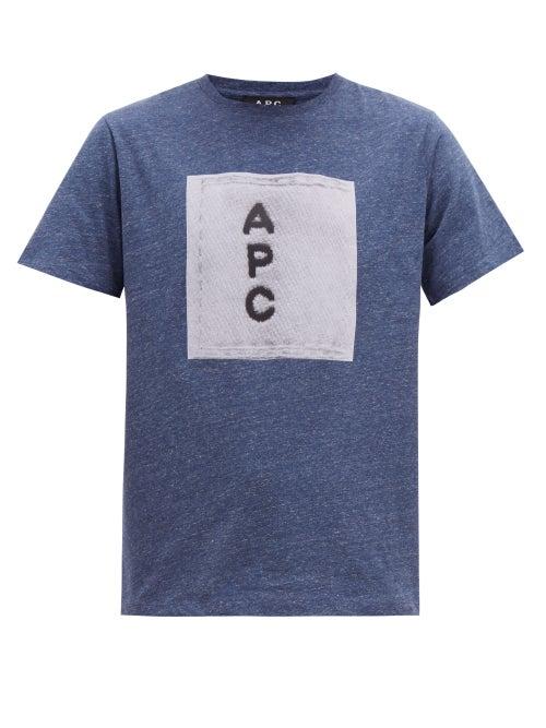 Matchesfashion.com A.p.c. - Logo Print Cotton T Shirt - Mens - Blue