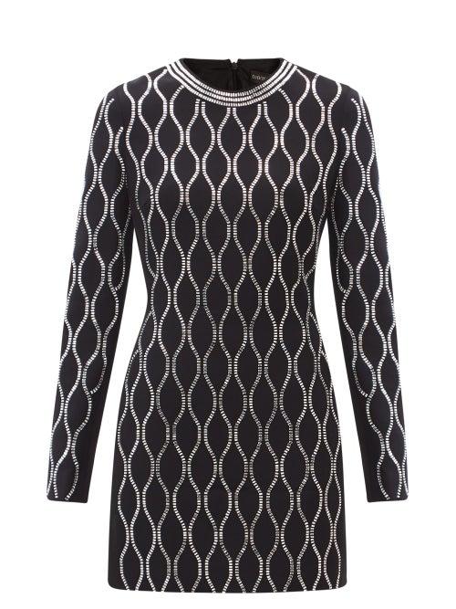 Matchesfashion.com David Koma - Crystal-embellished Crepe Mini Dress - Womens - Black Silver