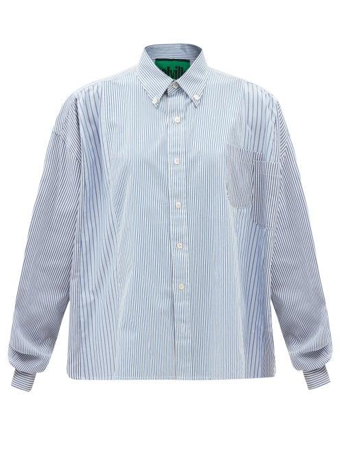 Colville - Patch-pocket Striped Cotton-poplin Shirt - Womens - Blue Stripe