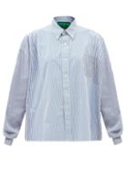 Colville - Patch-pocket Striped Cotton-poplin Shirt - Womens - Blue Stripe