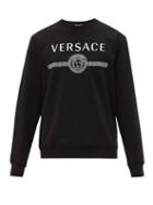 Matchesfashion.com Versace - Logo Print Loop Back Cotton Jersey Sweatshirt - Mens - Black