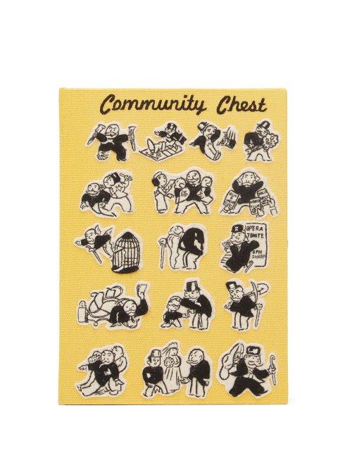 Matchesfashion.com Olympia Le-tan - Monopoly Community Chest Embroidered Clutch - Womens - Yellow