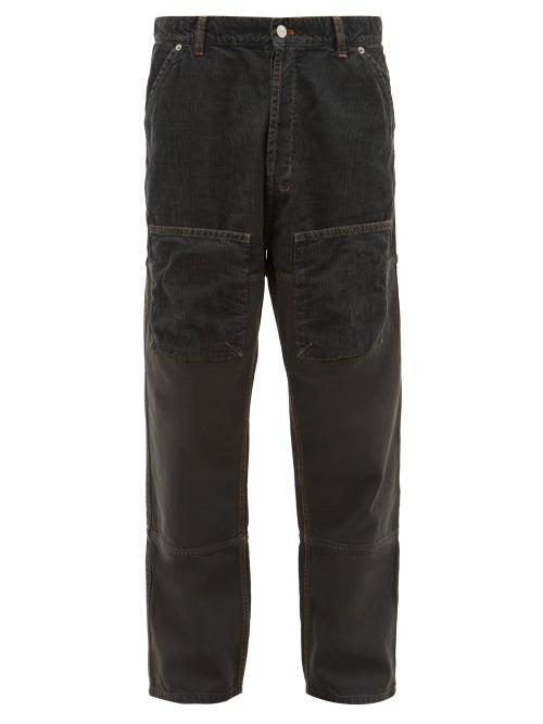 Matchesfashion.com Jacquemus - Corduroy Panelled Straight Leg Jeans - Mens - Grey