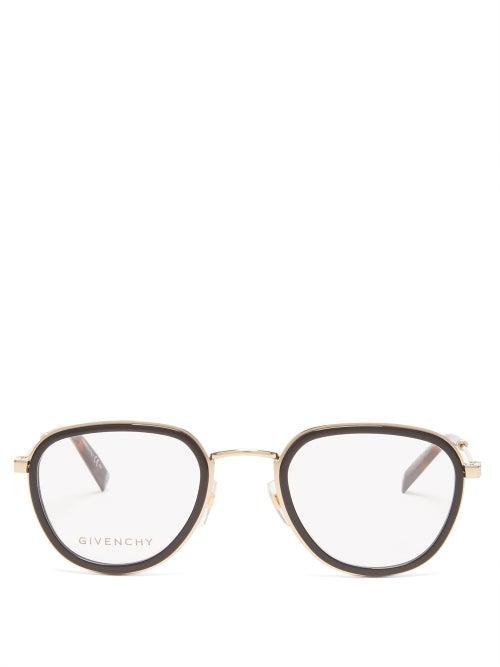 Matchesfashion.com Givenchy - Round Metal And Acetate Glasses - Mens - Black