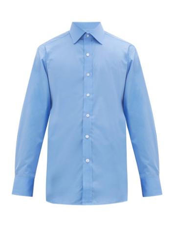 Matchesfashion.com Emma Willis - Curved-hem Cotton Shirt - Mens - Blue
