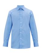 Matchesfashion.com Emma Willis - Curved-hem Cotton Shirt - Mens - Blue
