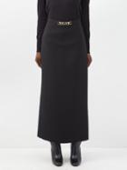 Valentino - Cady Couture Chain-embellished Wool-blend Skirt - Womens - Black
