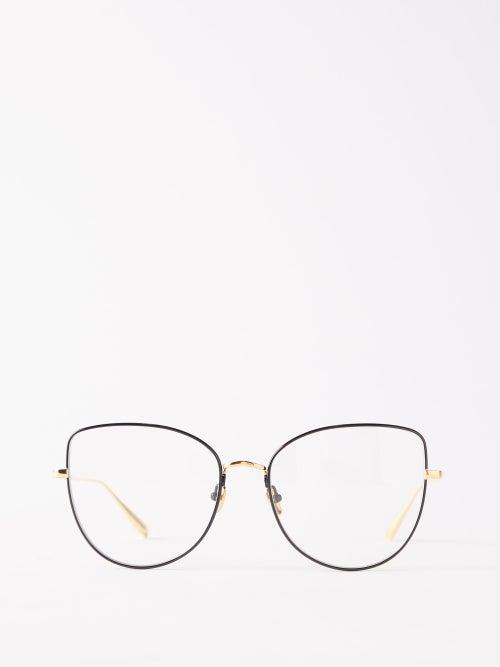 Linda Farrow - Eloise Oversized Cat-eye Titanium Glasses - Womens - Gold Black