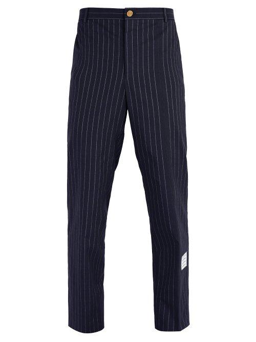 Matchesfashion.com Thom Browne - Chalk Stripe Cotton Chino Trousers - Mens - Navy