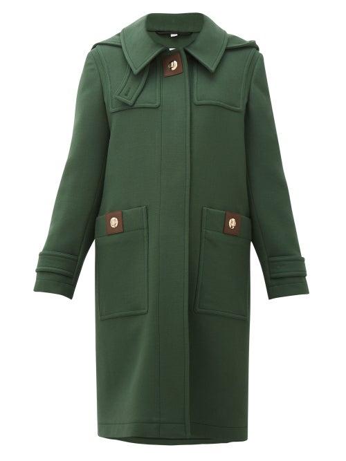 Matchesfashion.com Burberry - Bulford Hooded Wool-twill Duffle Coat - Womens - Dark Green
