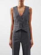 Gabriela Hearst - Zeta Pinstriped Wool Waistcoat - Womens - Light Grey