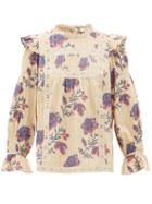 Matchesfashion.com Sea - Odette Floral Print Cotton Blouse - Womens - Ivory Multi