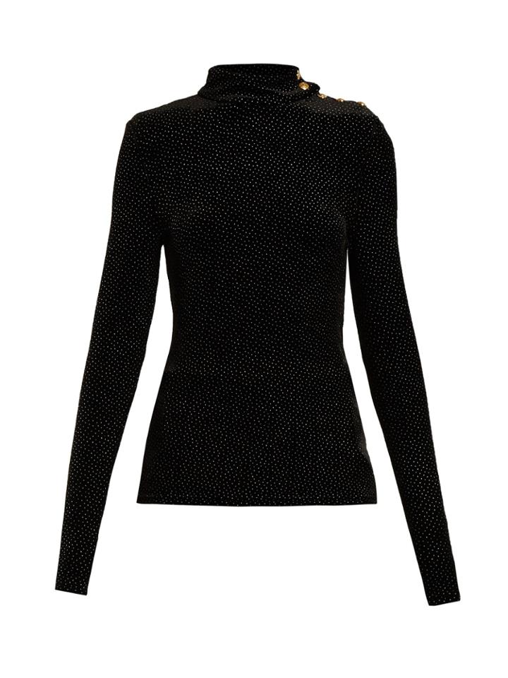 Balmain Crystal-embellished Velvet Top