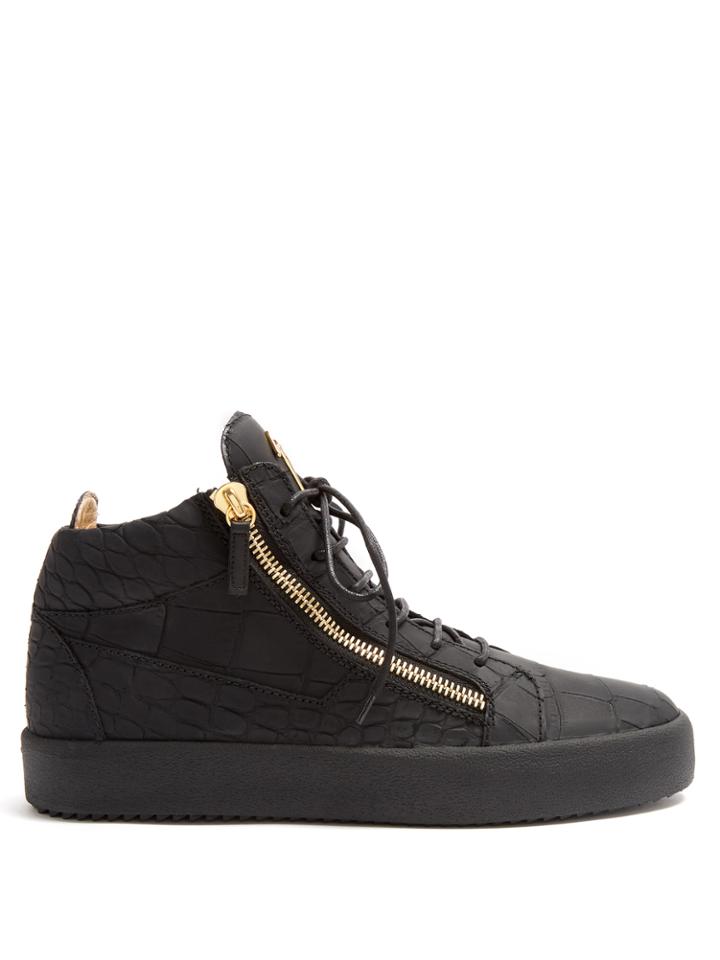 Giuseppe Zanotti Kriss Mid-top Crocodile-effect Leather Trainers