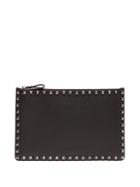 Valentino Rockstud Pebble Leather Pouch