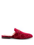 Matchesfashion.com Gucci - Princetown Velvet Backless Loafers - Womens - Red