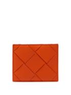 Matchesfashion.com Bottega Veneta - Maxi Intrecciato Leather Cardholder - Womens - Orange