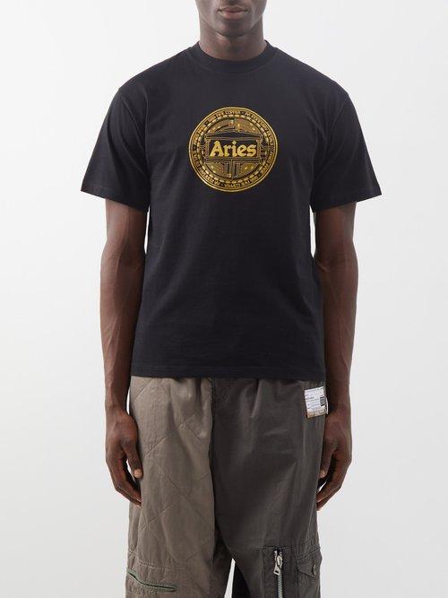 Aries - Nu-money-print Cotton-jersey T-shirt - Mens - Black