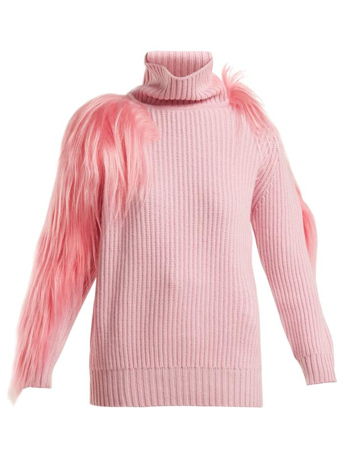 Hillier Bartley Fur-trimmed Cashmere Sweater