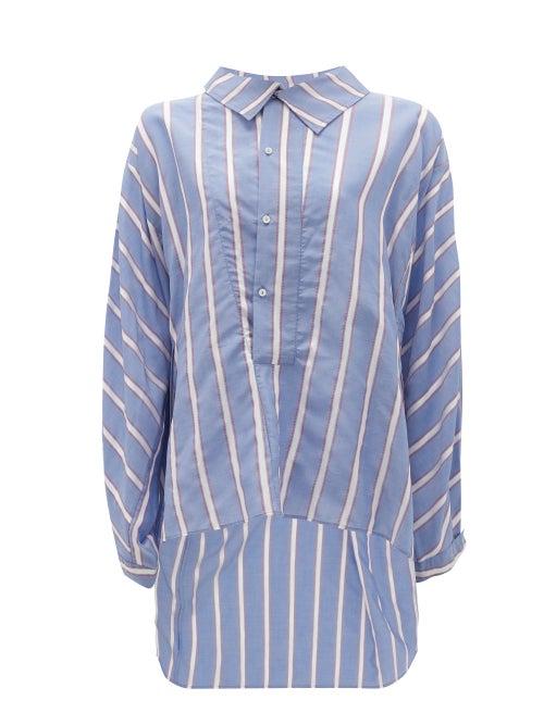 Matchesfashion.com Palmer//harding - Miad Oversized Ribbon-striped Poplin Shirt - Womens - Blue Multi