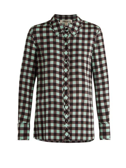 Matchesfashion.com Diane Von Furstenberg - Cossier Print Stretch Silk Shirt - Womens - Green Print