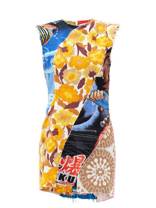 Matchesfashion.com Rave Review - Teddy Patchwork Upcycled Cotton-terry Mini Dress - Womens - Multi