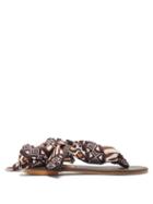 Matchesfashion.com Avec Modration - Curacao Leopard-print Silk-twill Sandals - Womens - Brown White