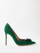 Gianvito Rossi - Jaipur 105 Crystal-embellished Suede Pumps - Womens - Green