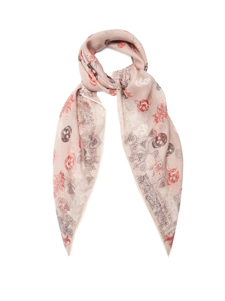 Alexander Mcqueen Rose Heraldic-print Silk-chiffon Scarf