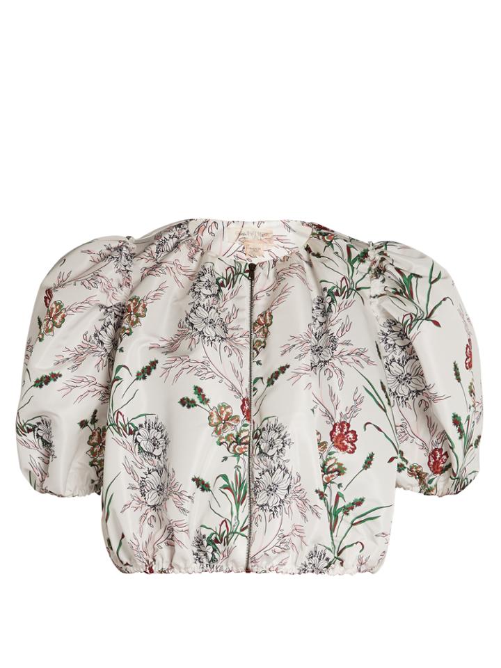 Giambattista Valli Floral-print Faille Cropped Jacket