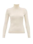 Matchesfashion.com Gucci - Ribbed Roll Neck Silk Sweater - Womens - White
