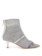 Matchesfashion.com Malone Souliers - Claudia Mesh And Leather Ankle Boots - Womens - Silver
