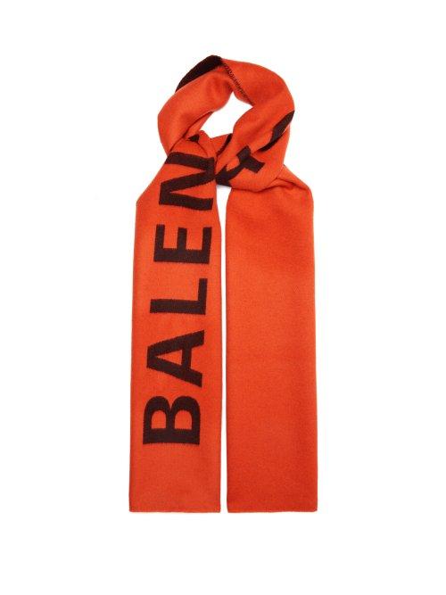 Matchesfashion.com Balenciaga - Logo Intarsia Wool Scarf - Womens - Orange