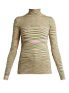 Matchesfashion.com Missoni - Roll Neck Space Dye Wool Sweater - Womens - Green Multi