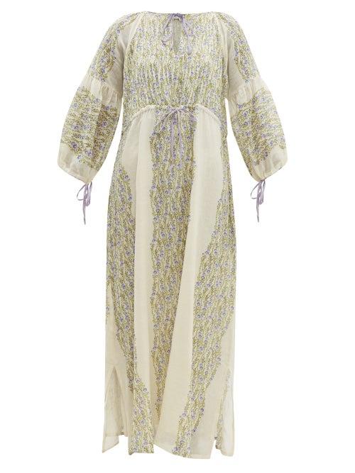 Matchesfashion.com D'ascoli - Meadow Floral Print Cotton Maxi Dress - Womens - Purple