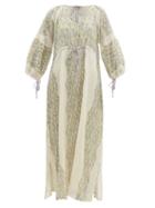 Matchesfashion.com D'ascoli - Meadow Floral Print Cotton Maxi Dress - Womens - Purple