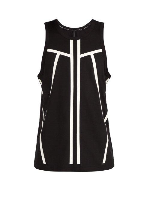 Matchesfashion.com Blackbarrett By Neil Barrett - Line Print Cotton Jersey Tank Top - Mens - Black White