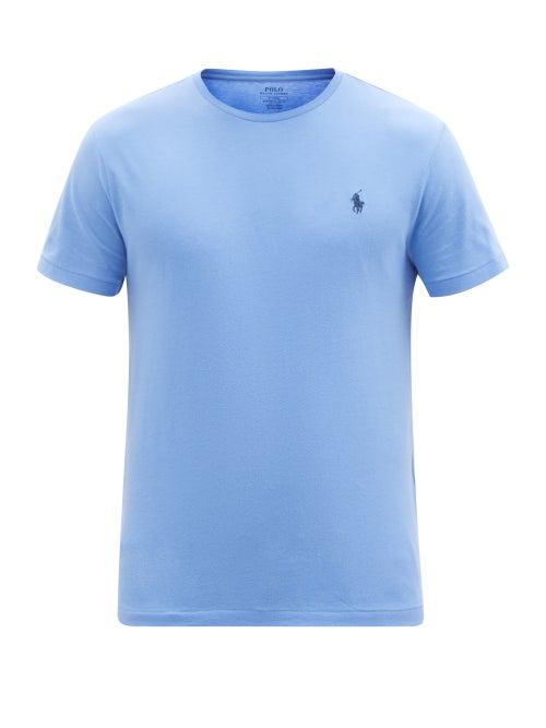 Mens Rtw Polo Ralph Lauren - Logo-embroidered Cotton-jersey T-shirt - Mens - Light Blue