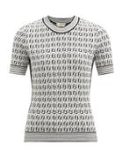 Matchesfashion.com Fendi - Ff-jacquard Short-sleeved Sweater - Womens - White Black